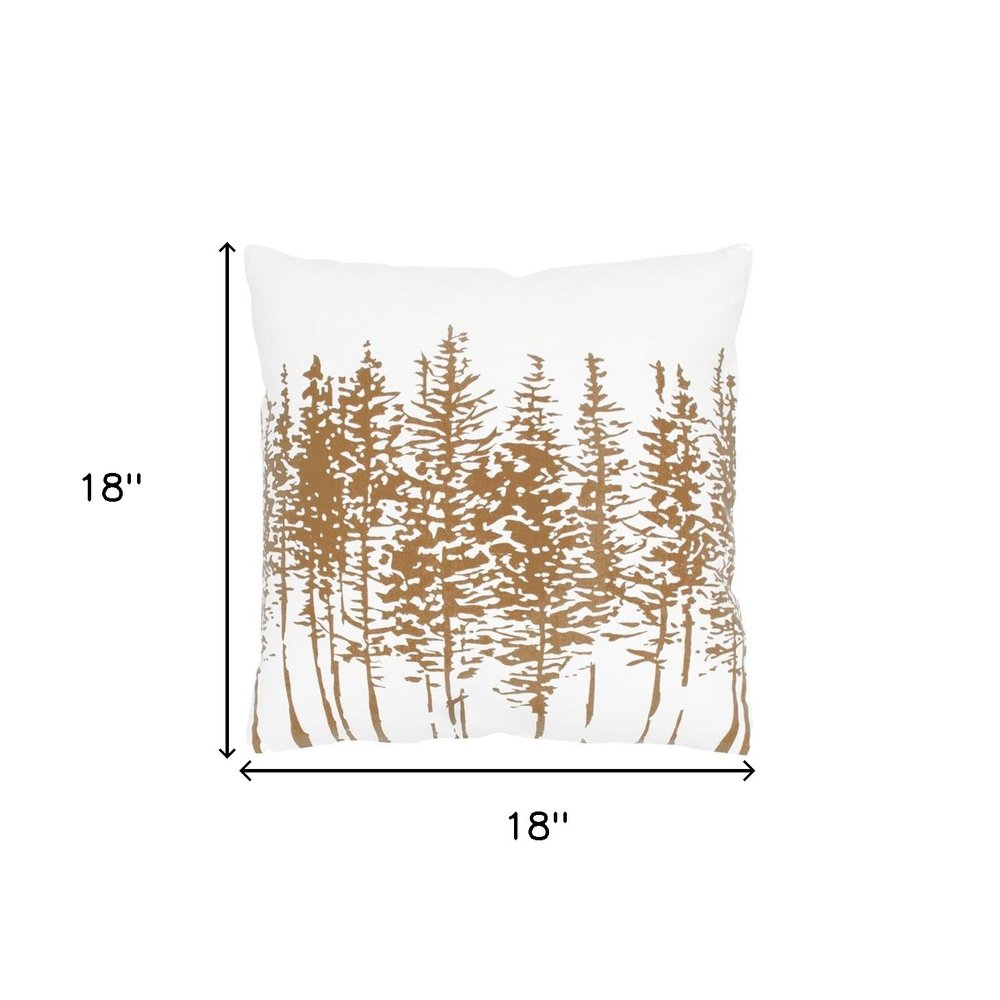 18" Brown and Ivory Forest Cotton Throw Pillow — view 2