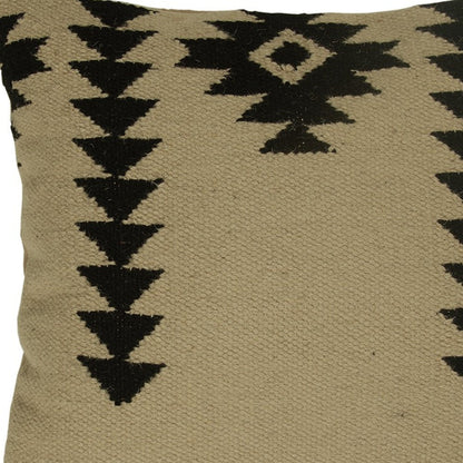 18" Black and Ivory Cotton Throw Pillow 6.25" (L) x 18.0" (W) x 18.0" (H) FurniFindUSA