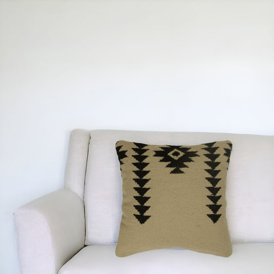 18" Black and Ivory Cotton Throw Pillow 6.25" (L) x 18.0" (W) x 18.0" (H) FurniFindUSA