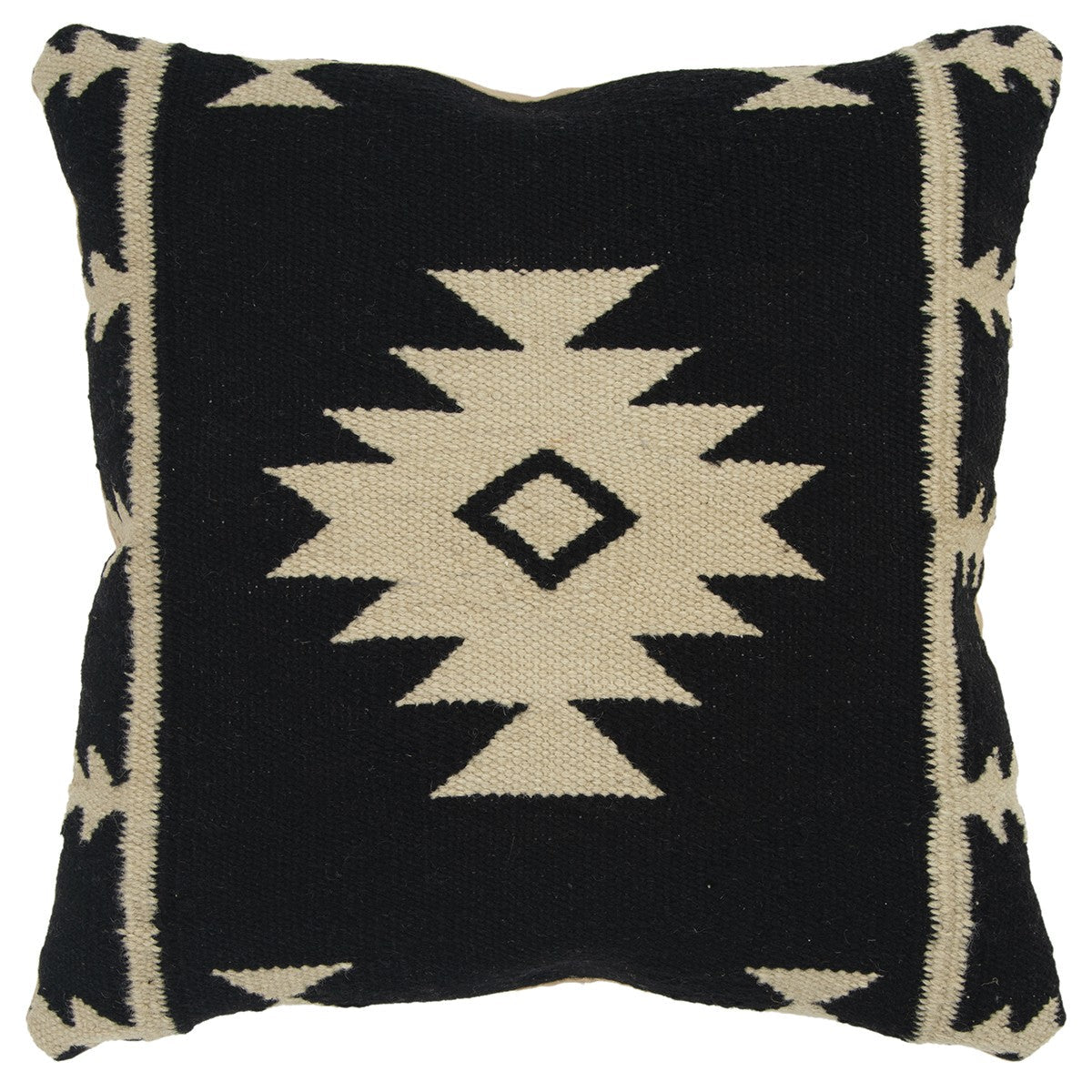 18" Beige and Black Cotton Throw Pillow FurniFindUSA