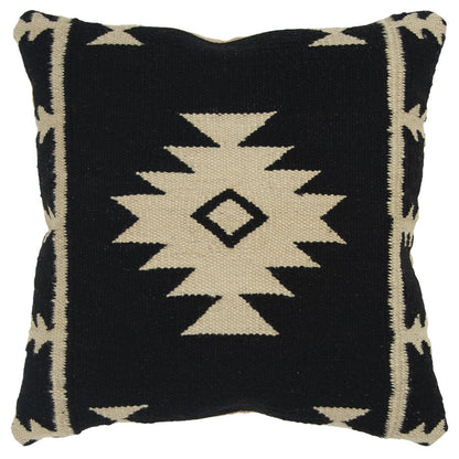 18" Beige and Black Cotton Throw Pillow FurniFindUSA