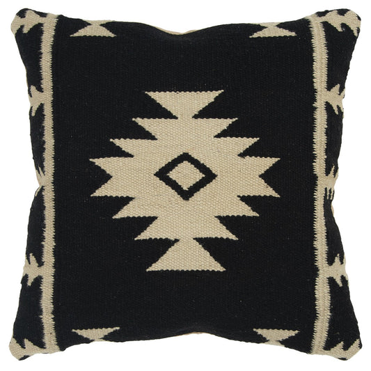 18" Beige and Black Cotton Throw Pillow FurniFindUSA