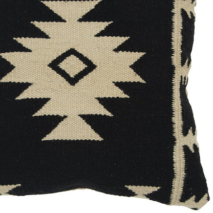 18" Beige and Black Cotton Throw Pillow FurniFindUSA