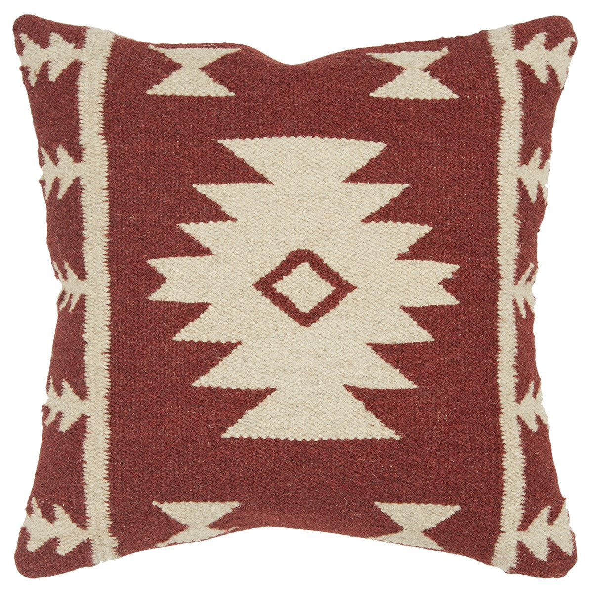 18" Red and Beige Cotton Throw Pillow FurniFindUSA