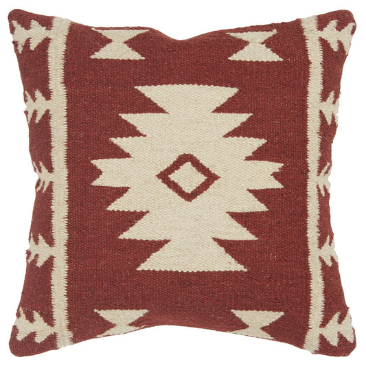 18" Red and Beige Cotton Throw Pillow FurniFindUSA