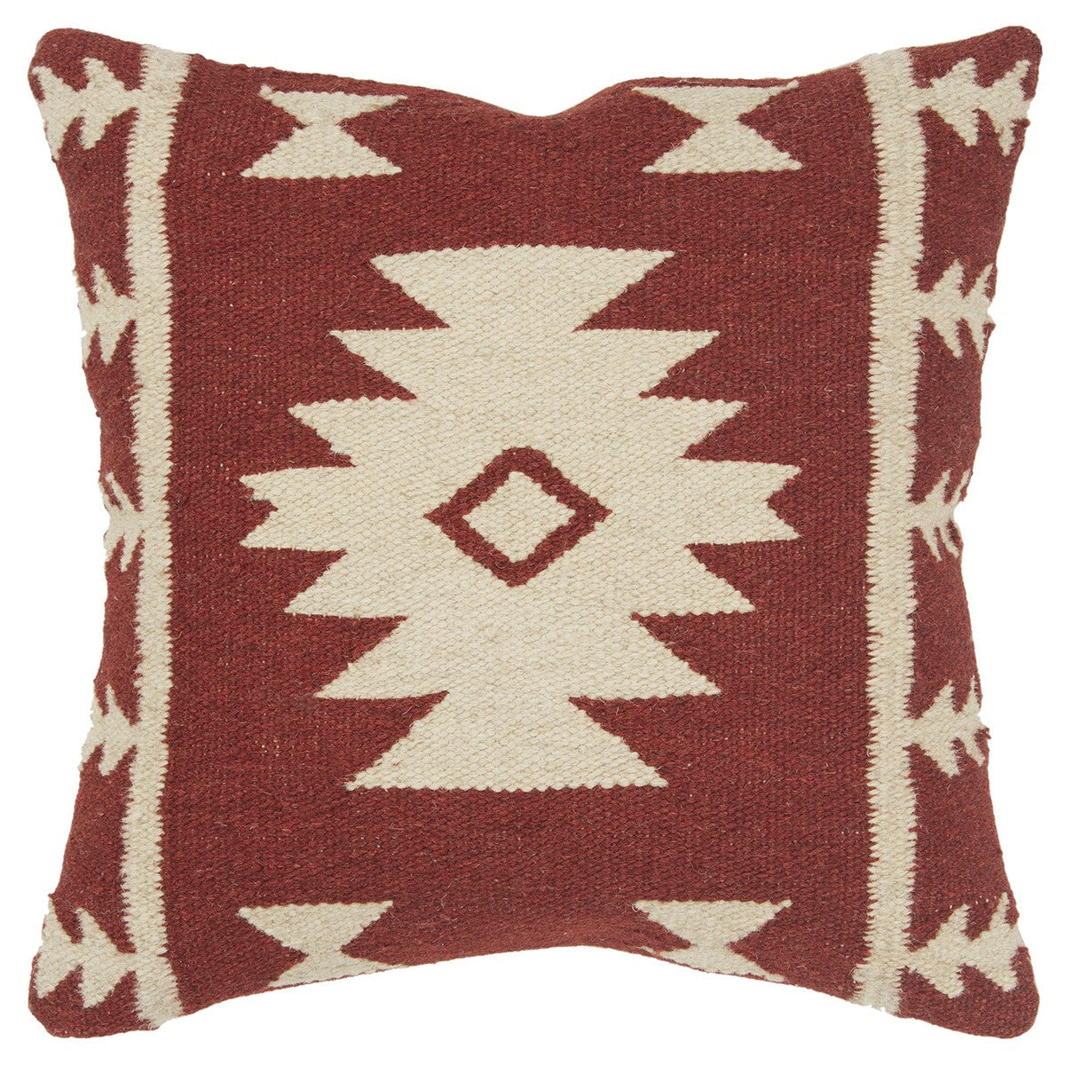 18" Red and Beige Cotton Throw Pillow FurniFindUSA