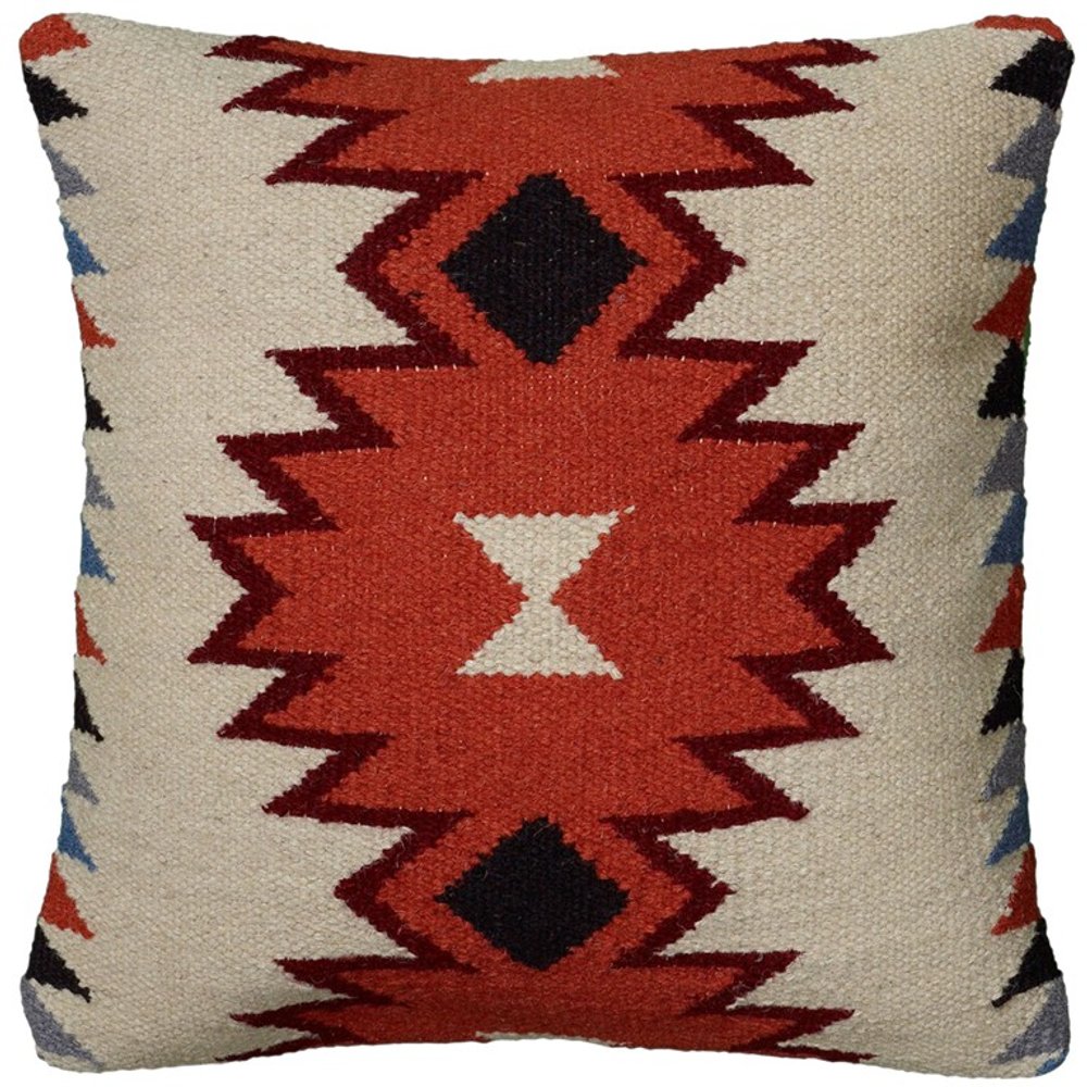 18" Orange and Ivory Cotton Throw Pillow — view 1