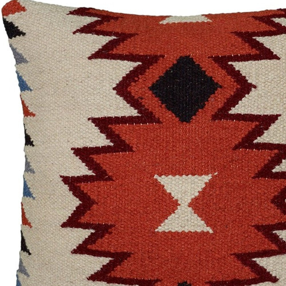 18" Orange and Ivory Cotton Throw Pillow — view 3