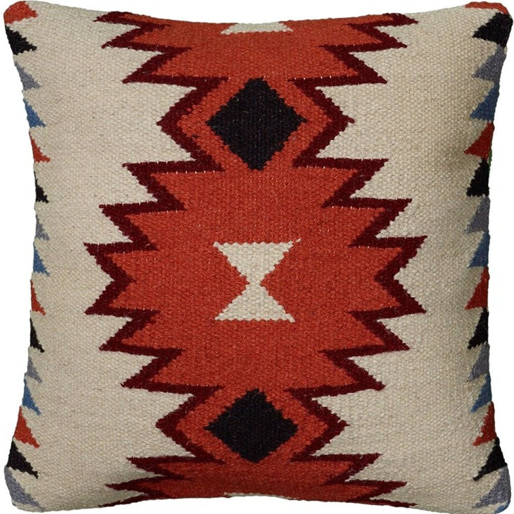 18" Orange and Ivory Cotton Throw Pillow — view 4