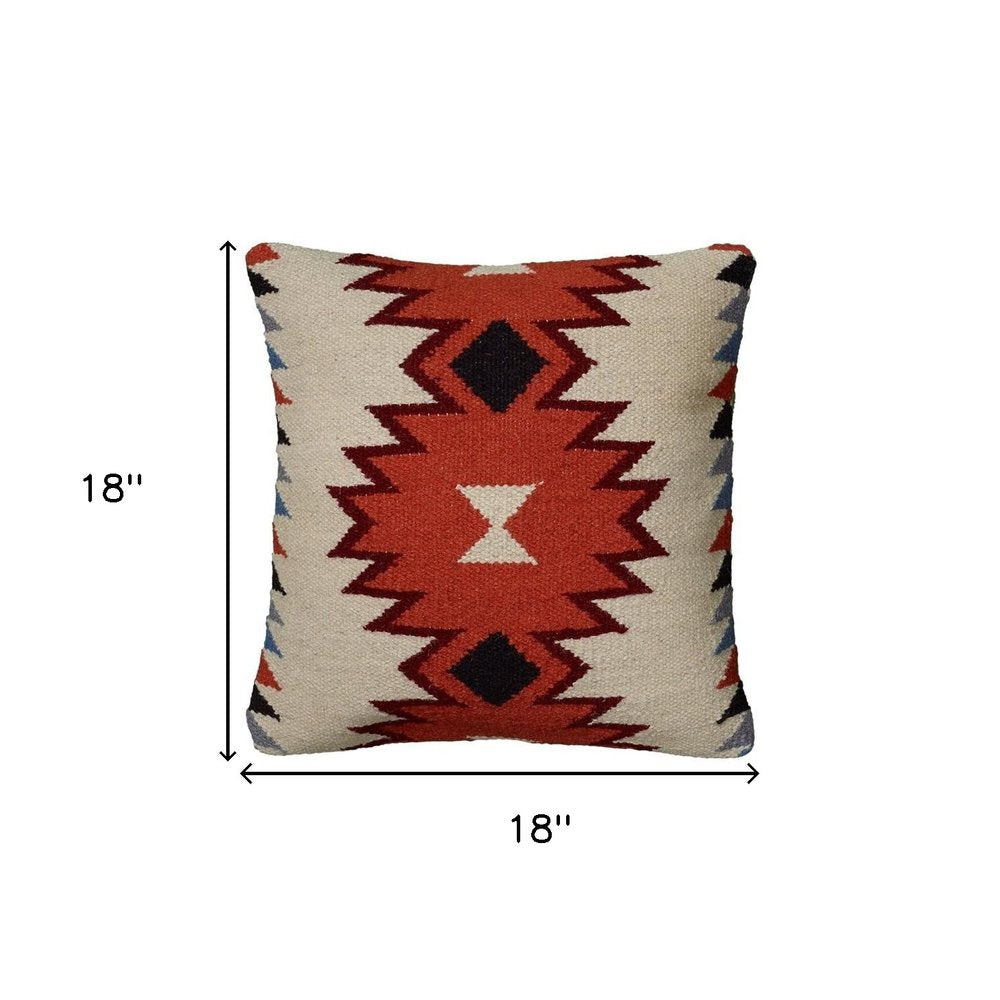 18" Orange and Ivory Cotton Throw Pillow — view 2