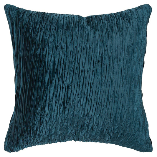 18" Teal Blue Crinkle Cotton Throw Pillow FurniFindUSA