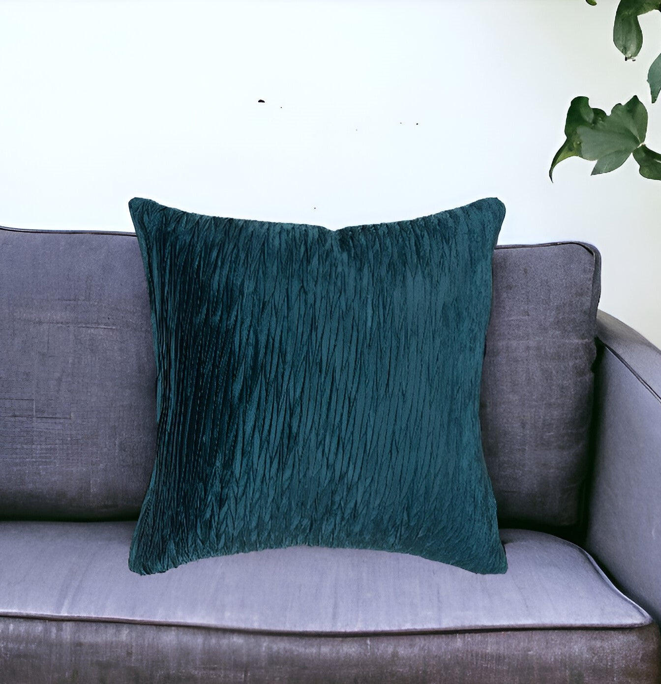 18" Teal Blue Crinkle Cotton Throw Pillow FurniFindUSA