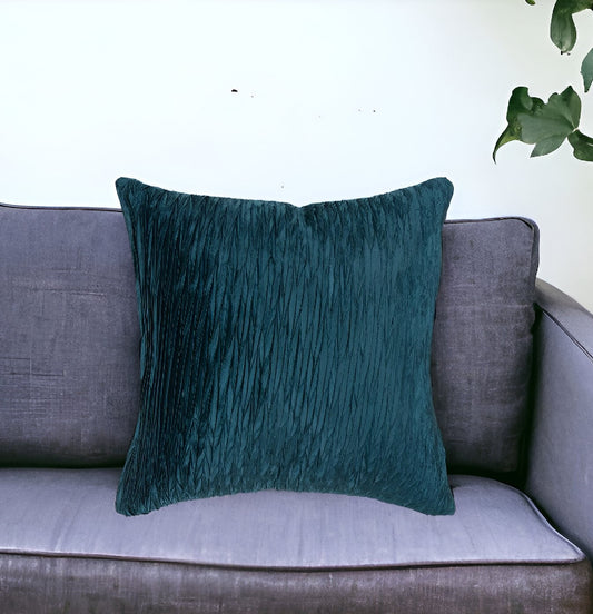 18" Teal Blue Crinkle Cotton Throw Pillow FurniFindUSA