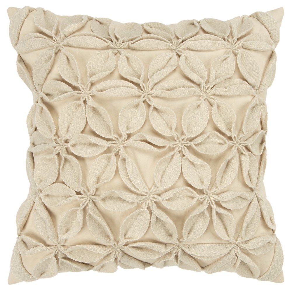 Cream Pinwheel Floral Petal Down Filled Throw Pillow — view 1