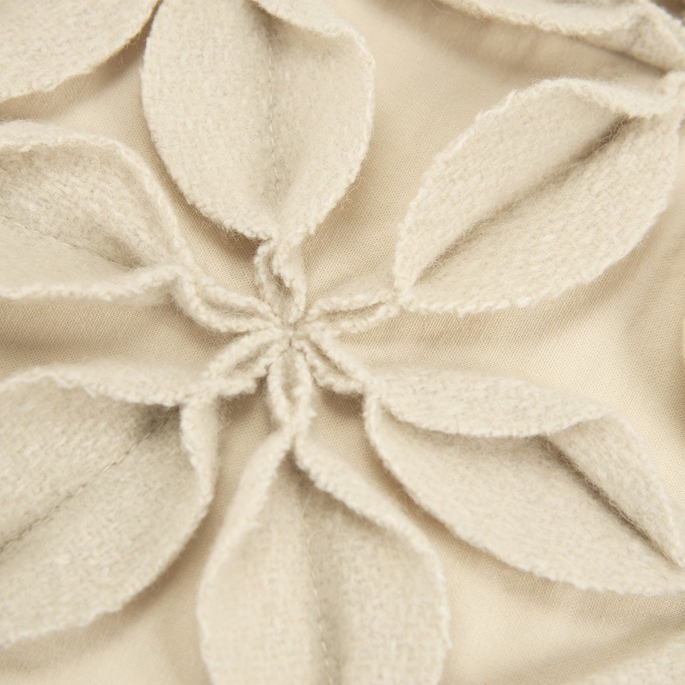 Cream Pinwheel Floral Petal Down Filled Throw Pillow HomeRoots