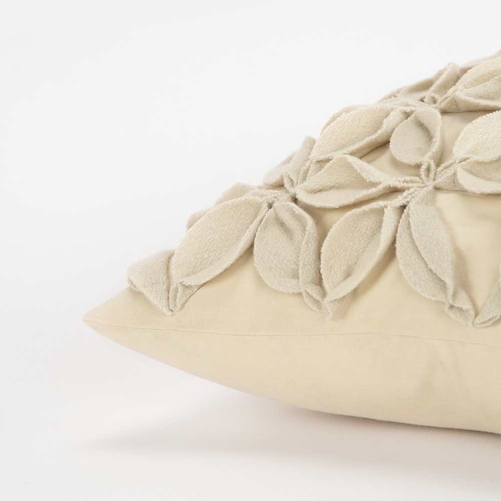 Cream Pinwheel Floral Petal Down Filled Throw Pillow HomeRoots