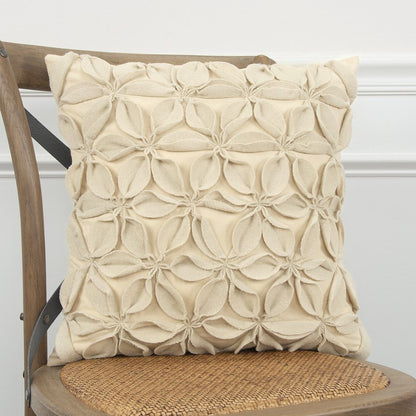 Cream Pinwheel Floral Petal Down Filled Throw Pillow HomeRoots