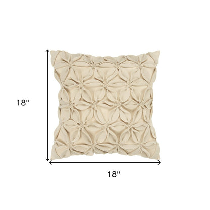 Cream Pinwheel Floral Petal Down Filled Throw Pillow HomeRoots