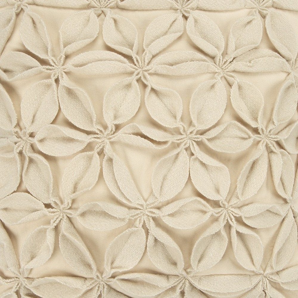Cream Pinwheel Floral Petal Down Filled Throw Pillow — view 7