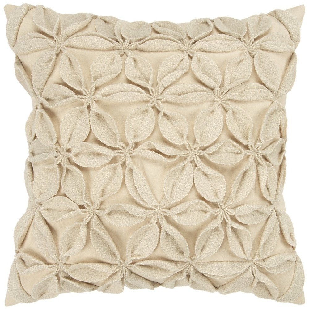Cream Pinwheel Floral Petal Down Filled Throw Pillow — view 8