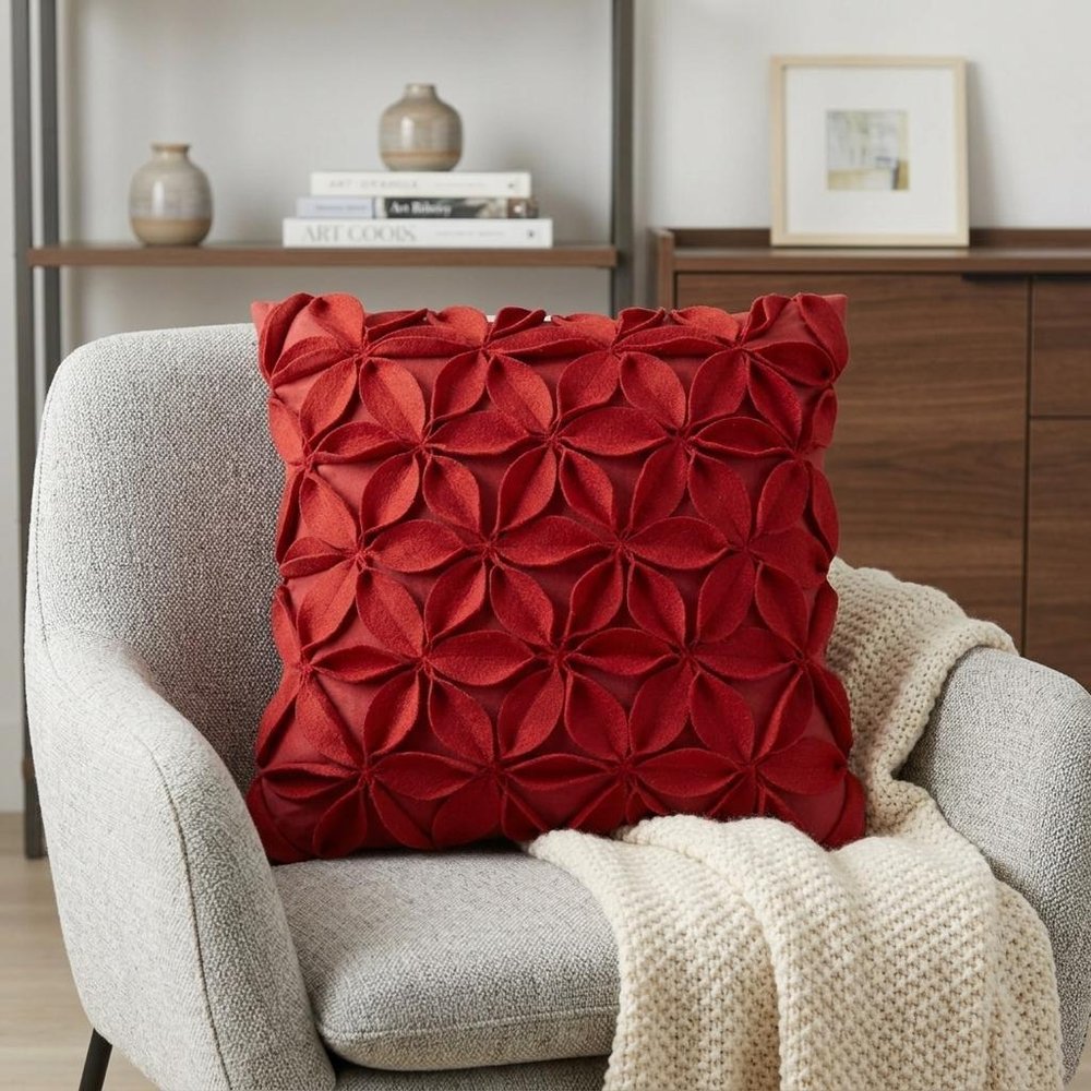 18" Red Cotton Throw Pillow HomeRoots