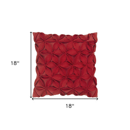 18" Red Cotton Throw Pillow