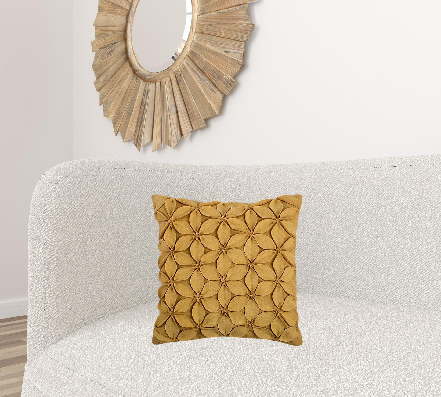 Yellow  Pinwheel Floral Petal Down Throw Pillow FurniFindUSA