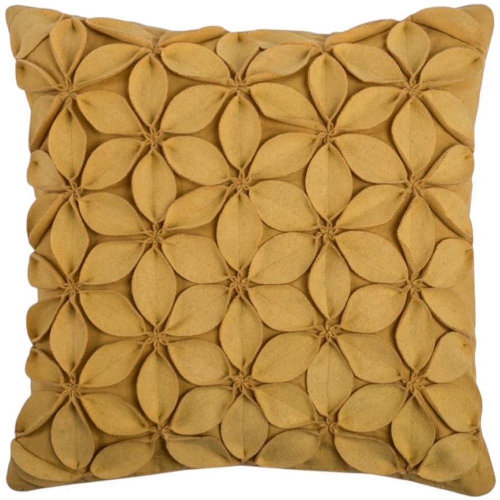 Yellow  Pinwheel Floral Petal Down Throw Pillow HomeRoots