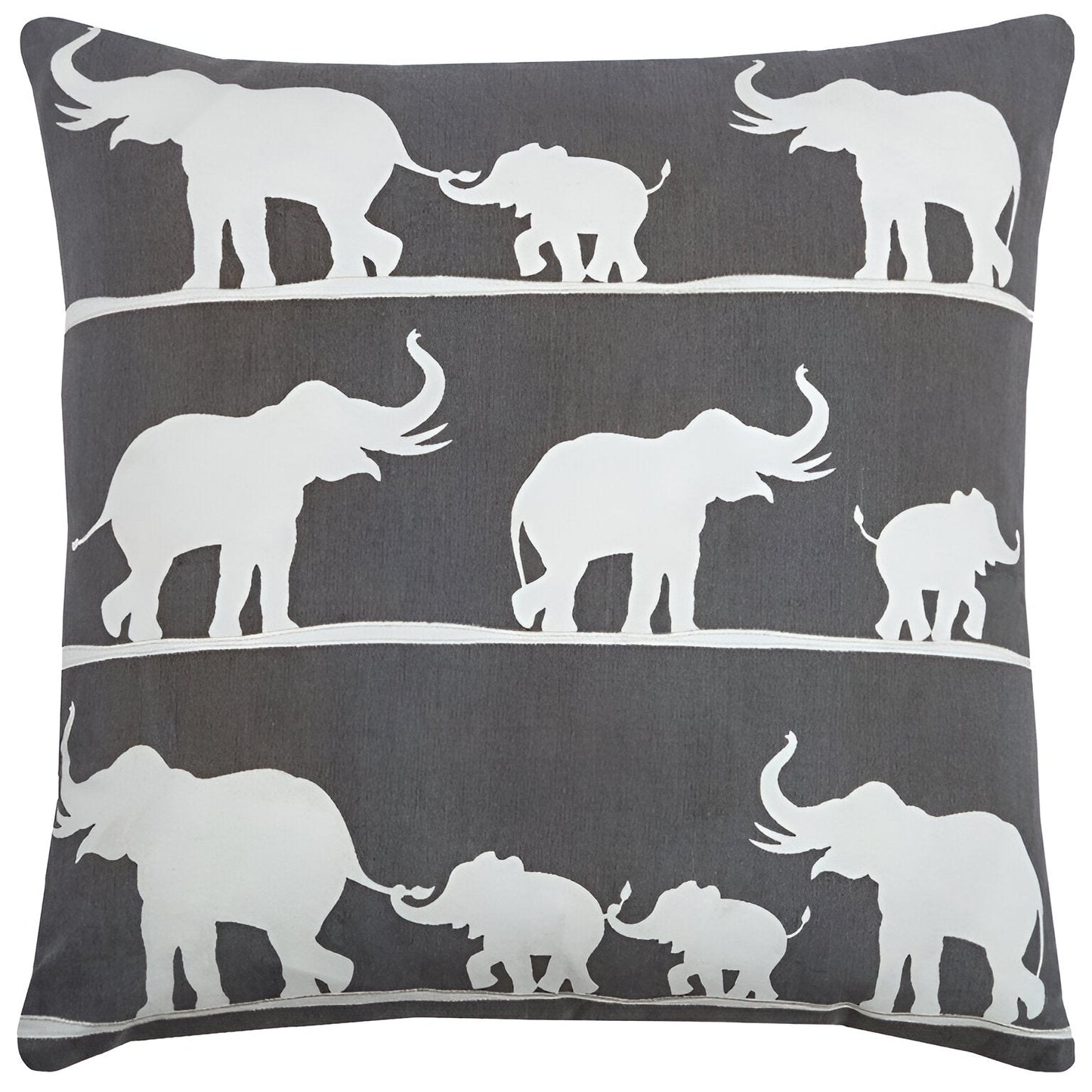 20" Gray and White Elephant Cotton Throw Pillow FurniFindUSA