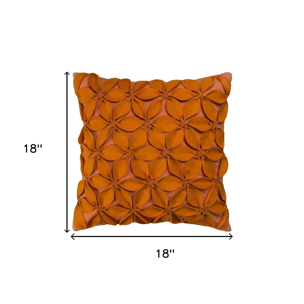 18" Orange Cotton Throw Pillow HomeRoots