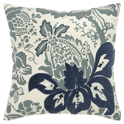 18" Blue and Ivory Cotton Throw Pillow 6.25" (L) x 18.0" (W) x 18.0" (H) FurniFindUSA