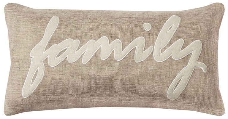 21" X 11" Tan Cotton Blend Zippered Pillow With Applique FurniFindUSA