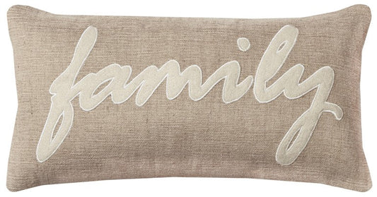 21" X 11" Tan Cotton Blend Zippered Pillow With Applique FurniFindUSA