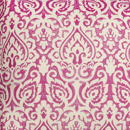22" Pink and White Damask Cotton Throw Pillow FurniFindUSA