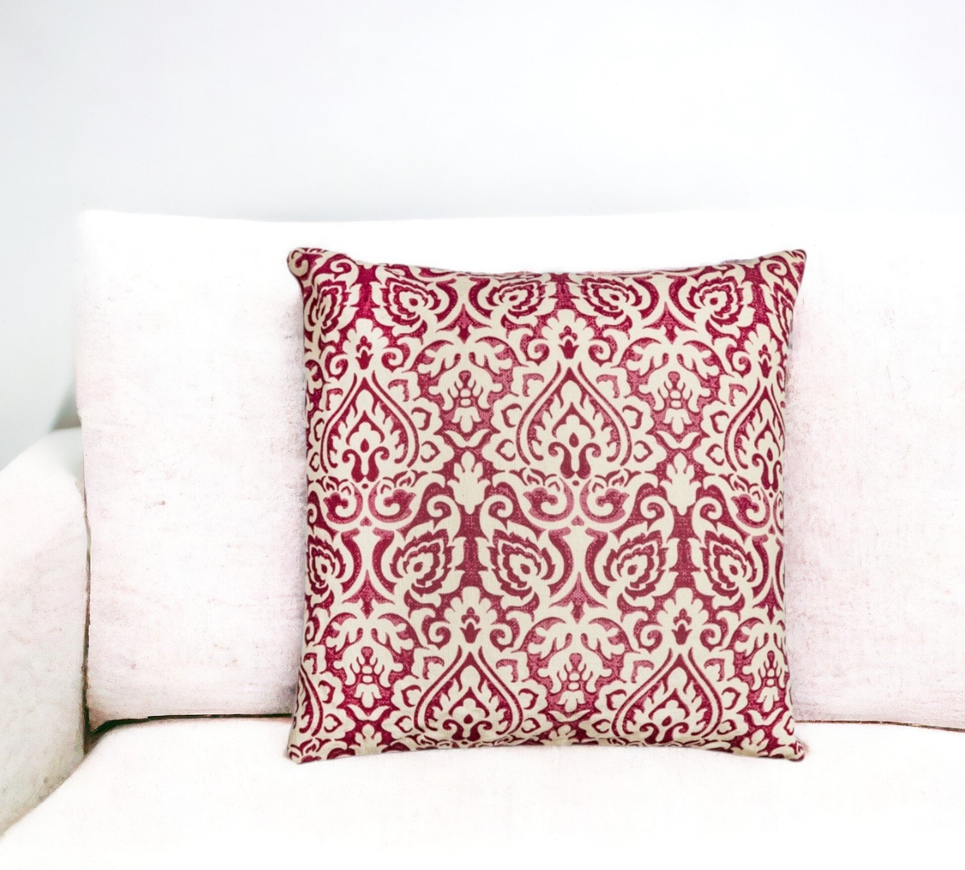 22" Red and White Cotton Throw Pillow FurniFindUSA