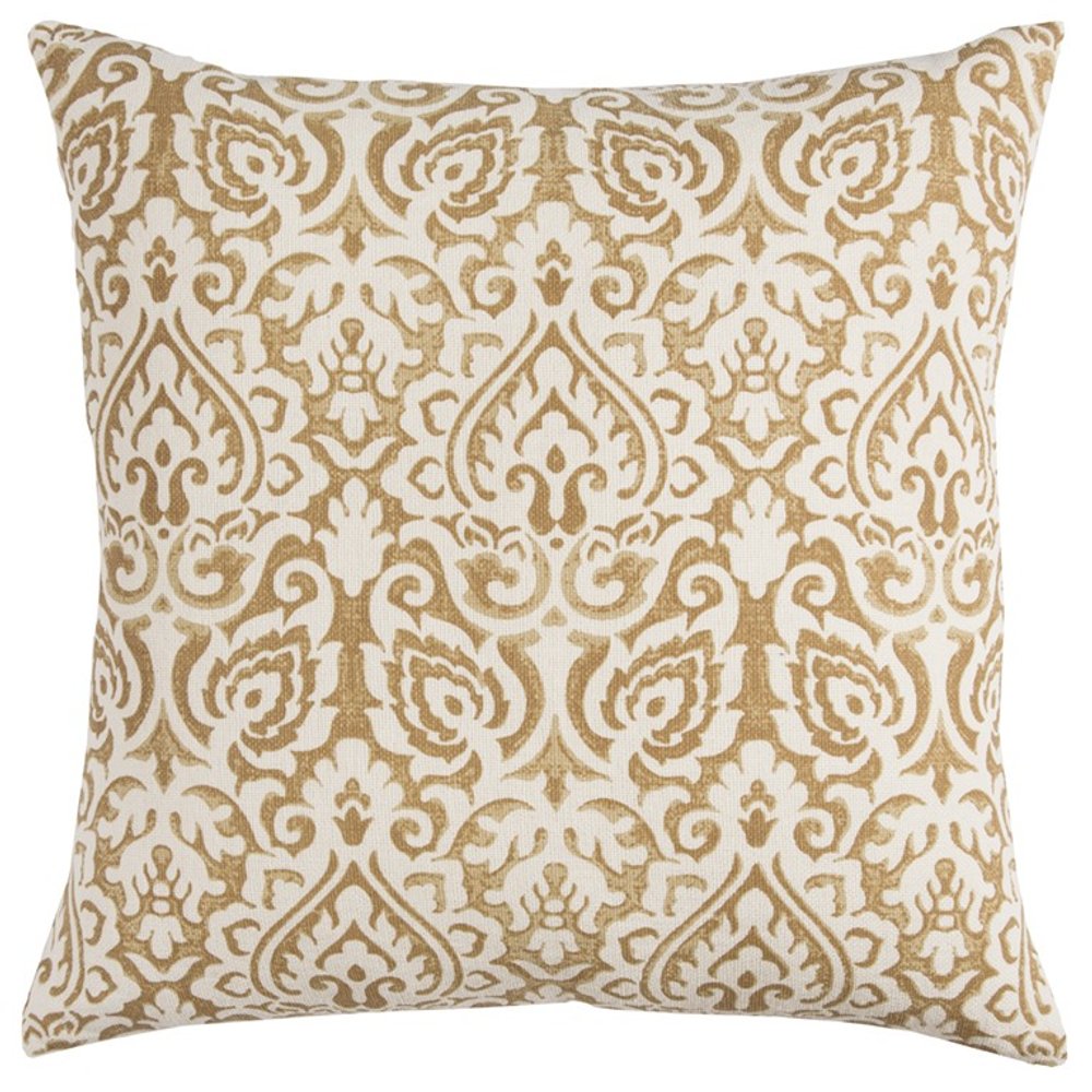 22" Gold And White Cotton Throw Pillow