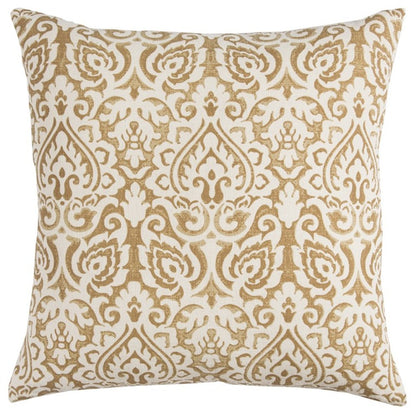22" Gold And White Cotton Throw Pillow