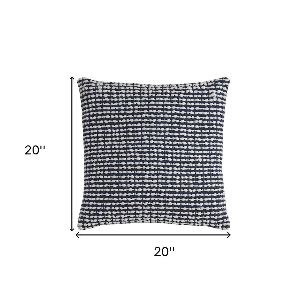 20" X 20" Blue and White Weave Cotton Zippered Pillow HomeRoots