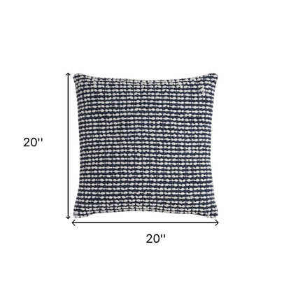 20" X 20" Blue and White Weave Cotton Zippered Pillow HomeRoots