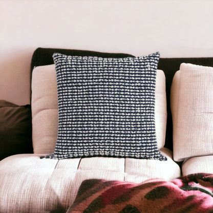 20" X 20" Blue and White Weave Cotton Zippered Pillow FurniFindUSA