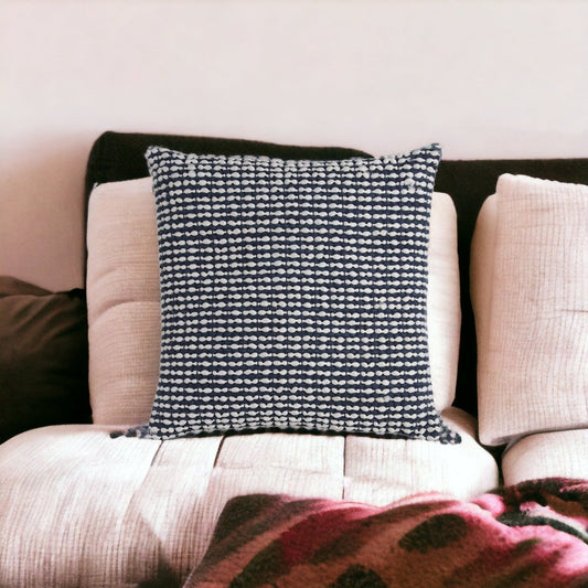 20" X 20" Blue and White Weave Cotton Zippered Pillow FurniFindUSA