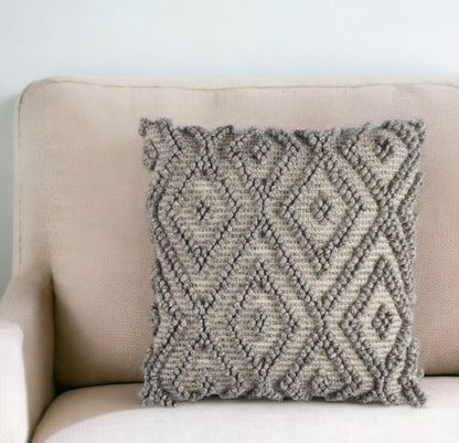 20" Natural And Gray Cotton Throw Pillow FurniFindUSA
