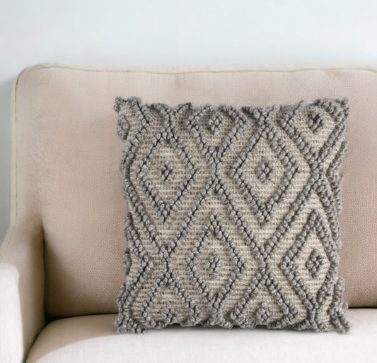 20" Natural And Gray Cotton Throw Pillow FurniFindUSA