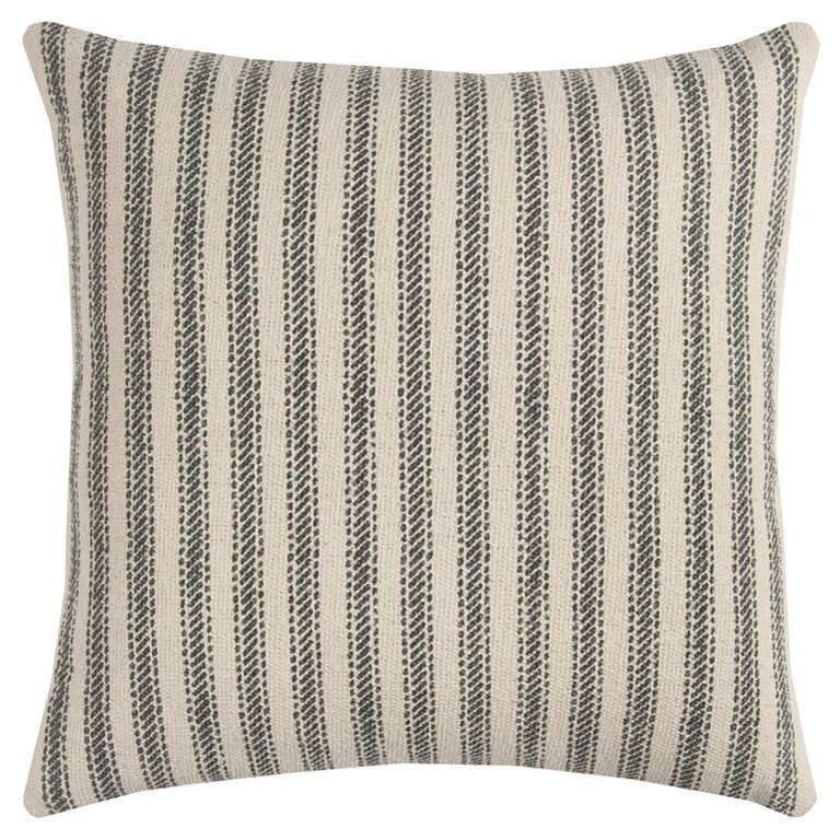Gray Natural Ticking Stripe Throw Pillow FurniFindUSA