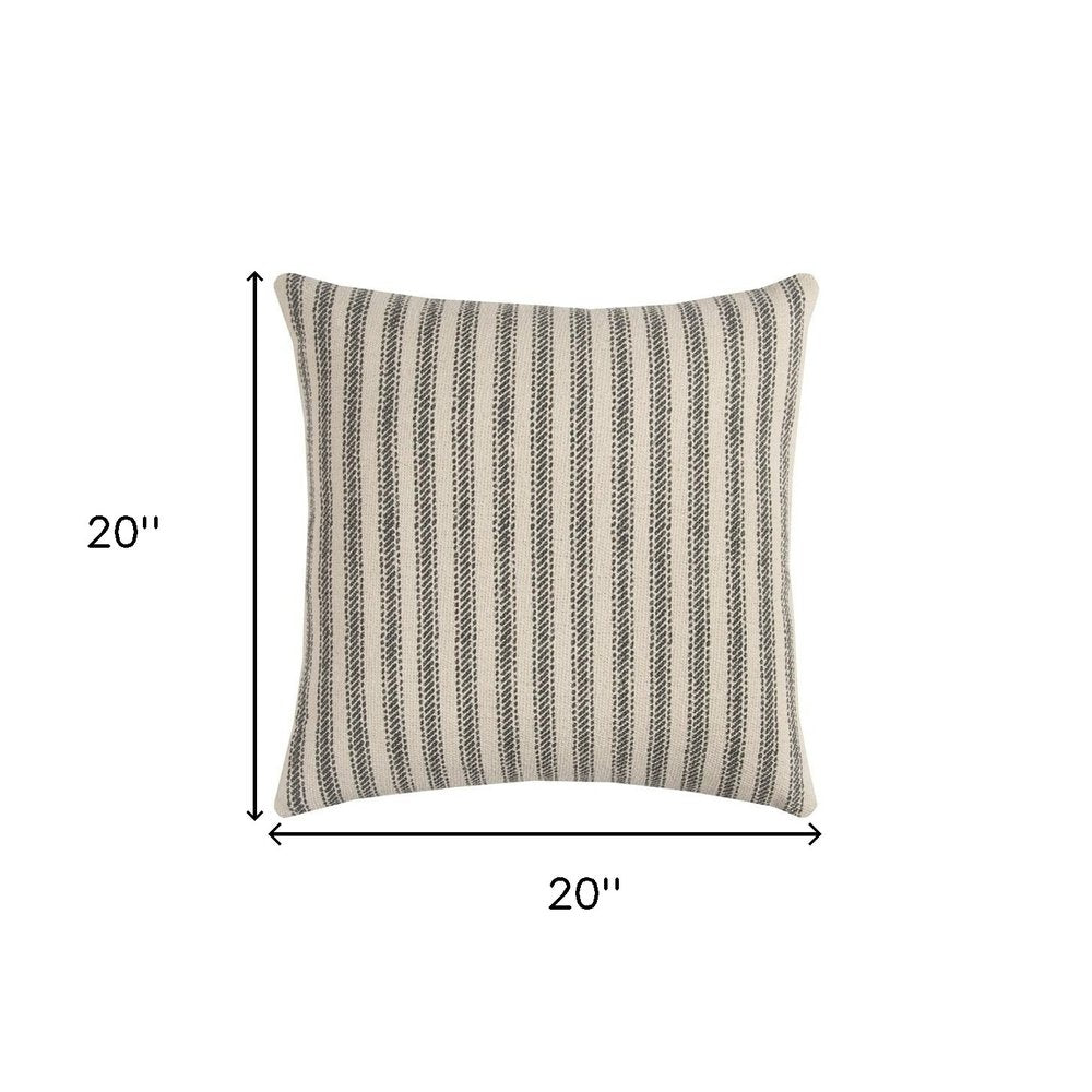 Gray Natural Ticking Stripe Throw Pillow HomeRoots