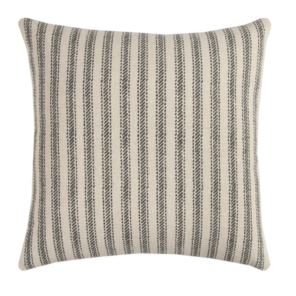 Gray Natural Ticking Stripe Throw Pillow — view 6