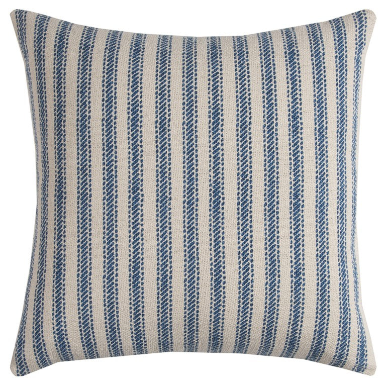 Blue Natural Ticking Stripe Throw Pillow FurniFindUSA