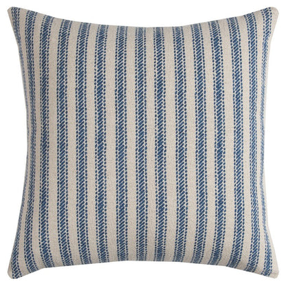 Blue Natural Ticking Stripe Throw Pillow FurniFindUSA