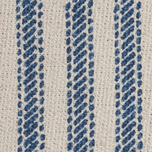 20" Blue And Natural Ticking Stripe Cotton Throw Pillow