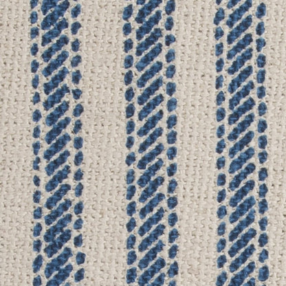 20" Blue And Natural Ticking Stripe Cotton Throw Pillow